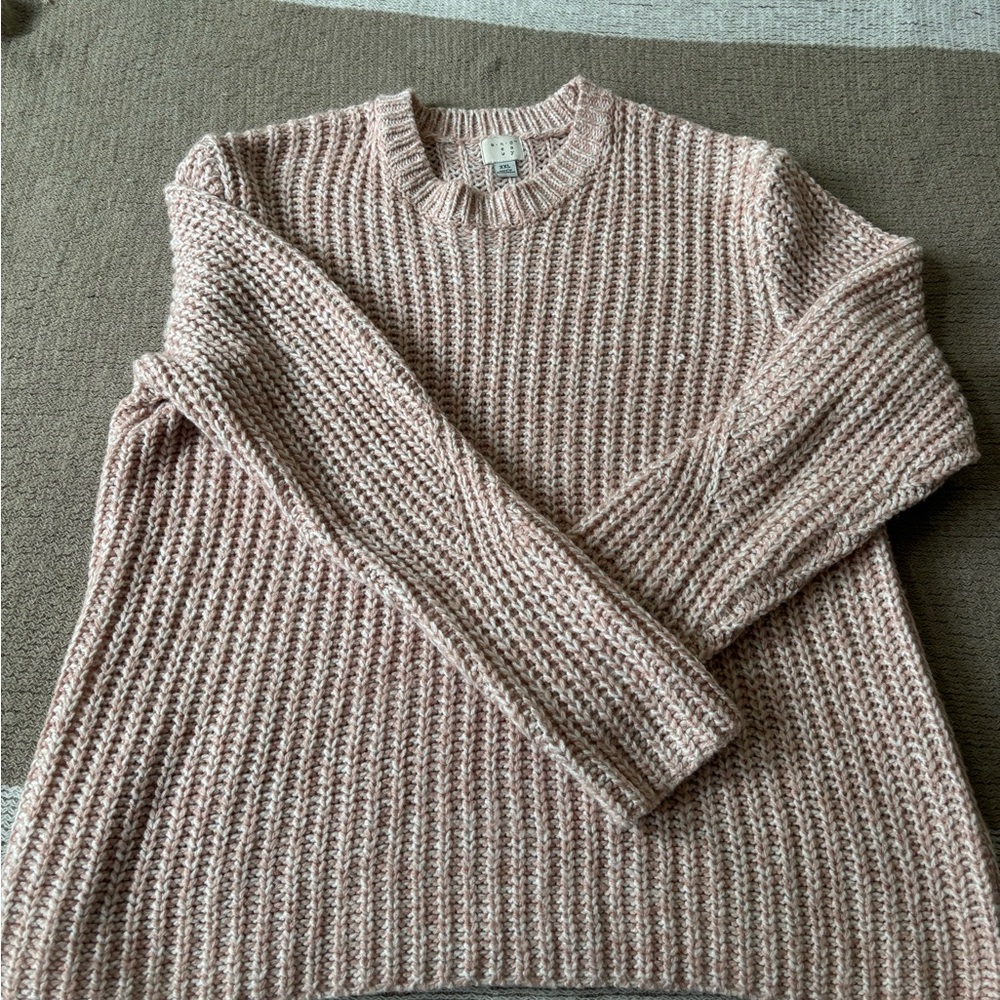 a new day Chunky Ribbed Crewneck Sweater - Blush Pink
